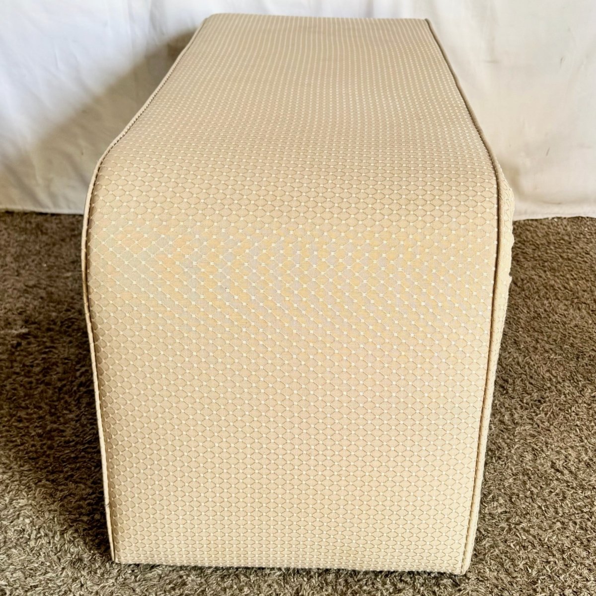 Vintage Postmodern Waterfall Fabric Bench - Dolphin & Flamingo