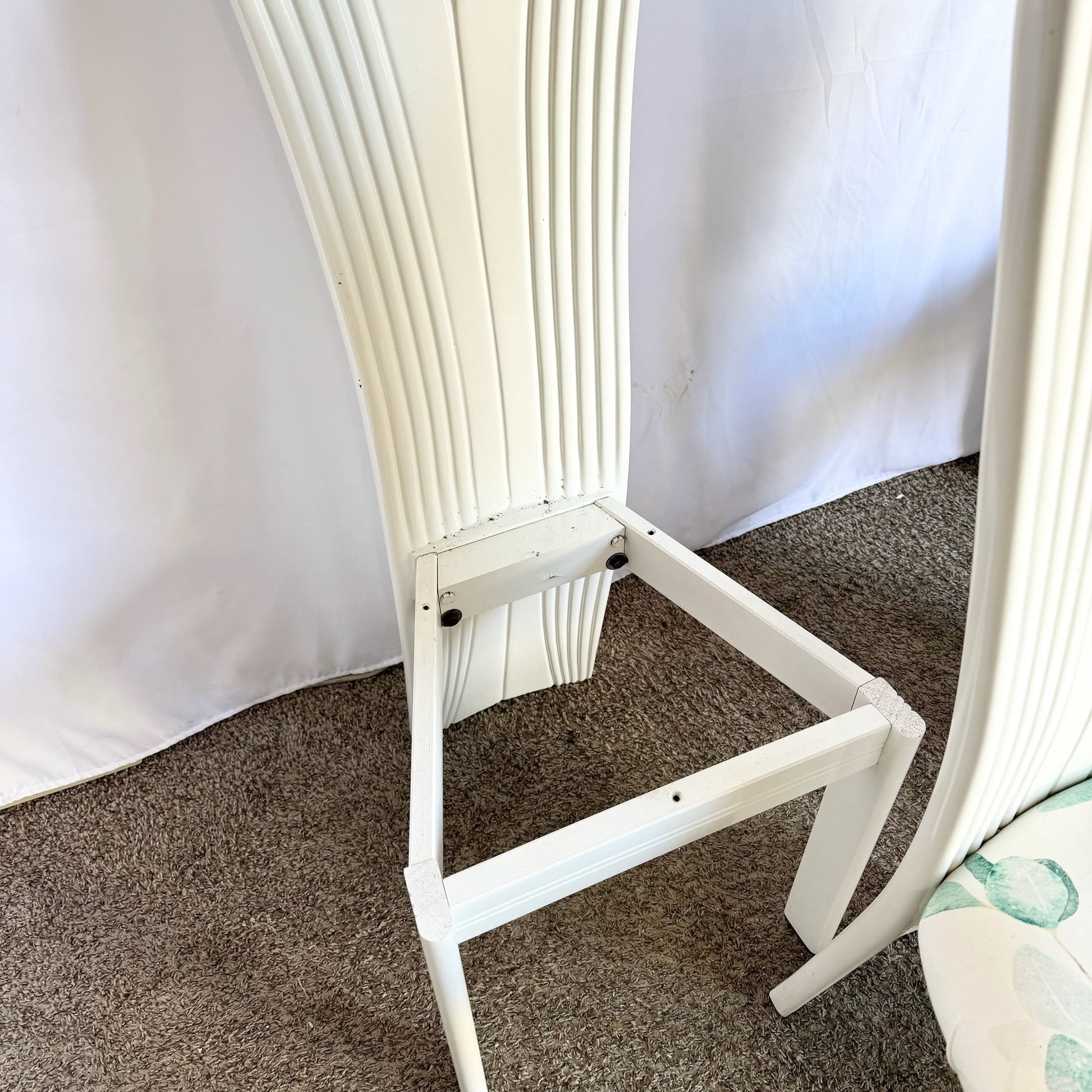 Vintage Postmodern White Lacquered Sculpted Dining Chairs - Set of 4 - Dolphin & Flamingo