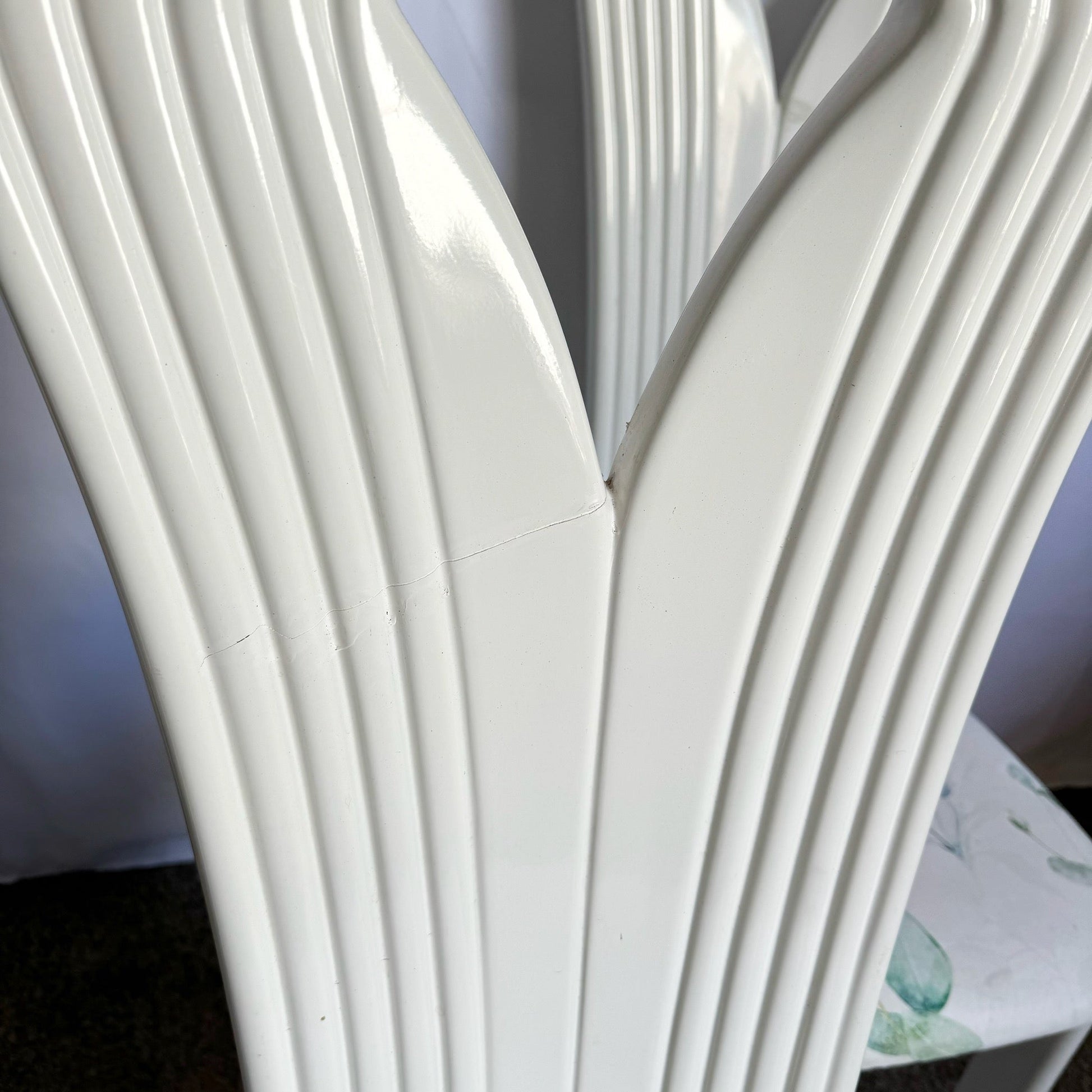 Vintage Postmodern White Lacquered Sculpted Dining Chairs - Set of 4 - Dolphin & Flamingo