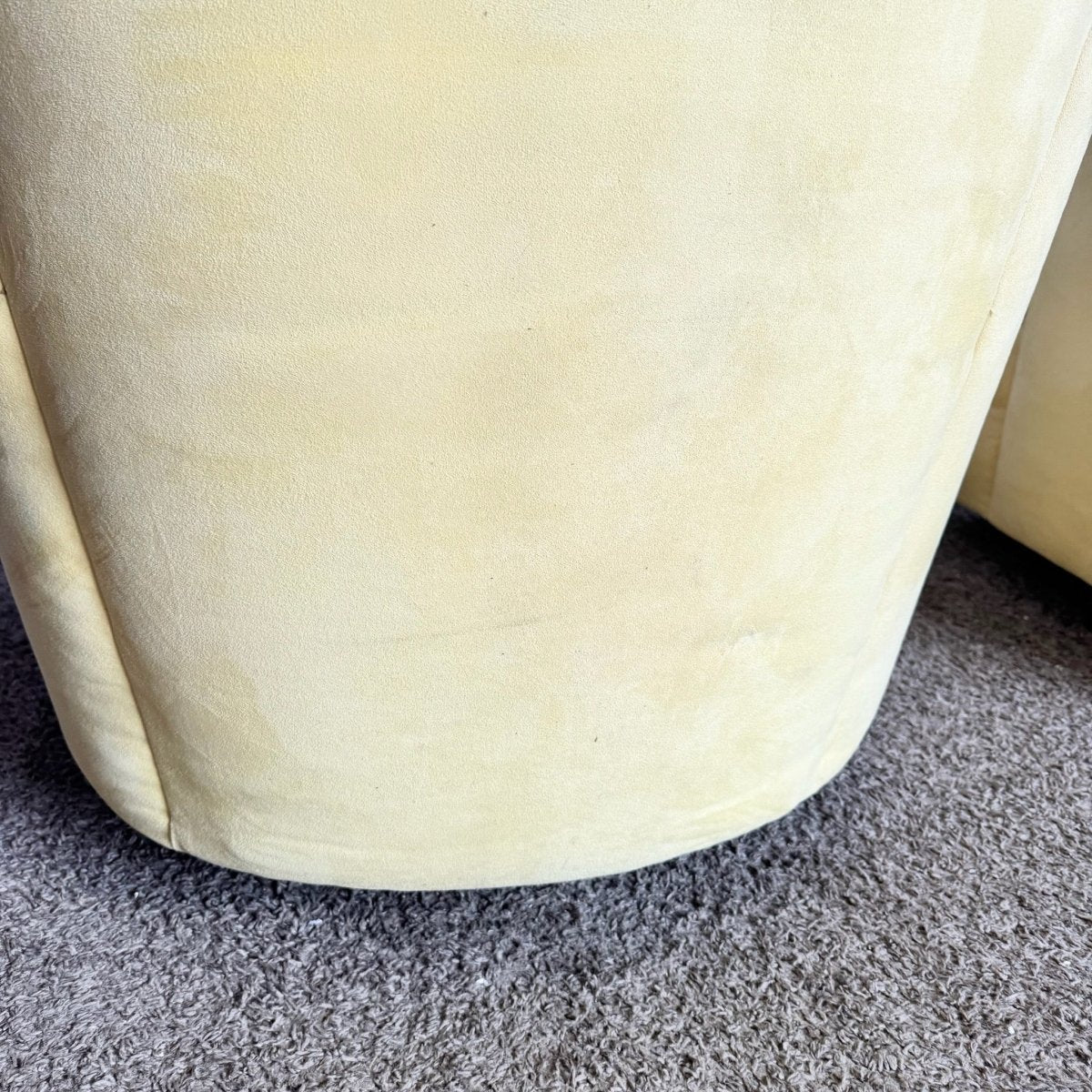 Vintage Postmodern Yellow Fabric Swivel Chairs - Pair - Dolphin & Flamingo