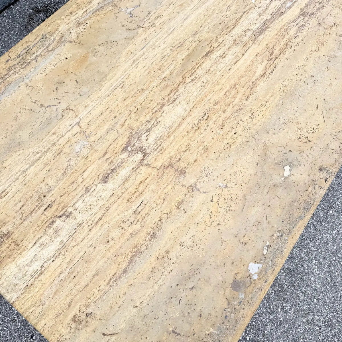 Vintage Rectangular "Monolithic" Travertine Coffee Table Dolphin & Flamingo