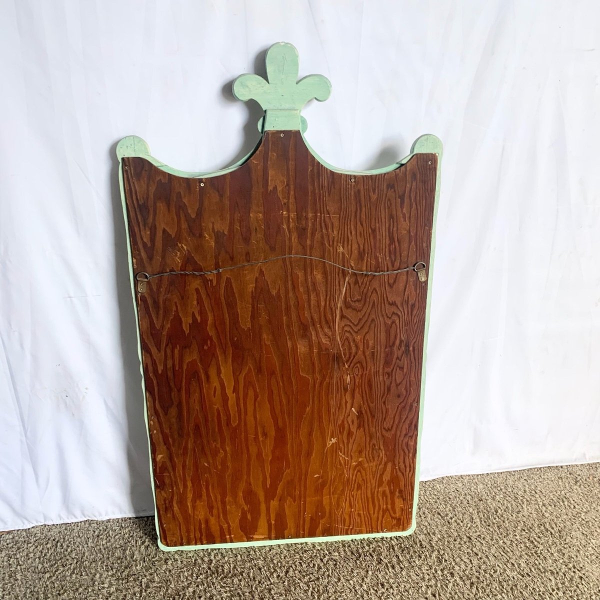 Vintage Regency Painted Green Wooden Mirror - Dolphin & Flamingo