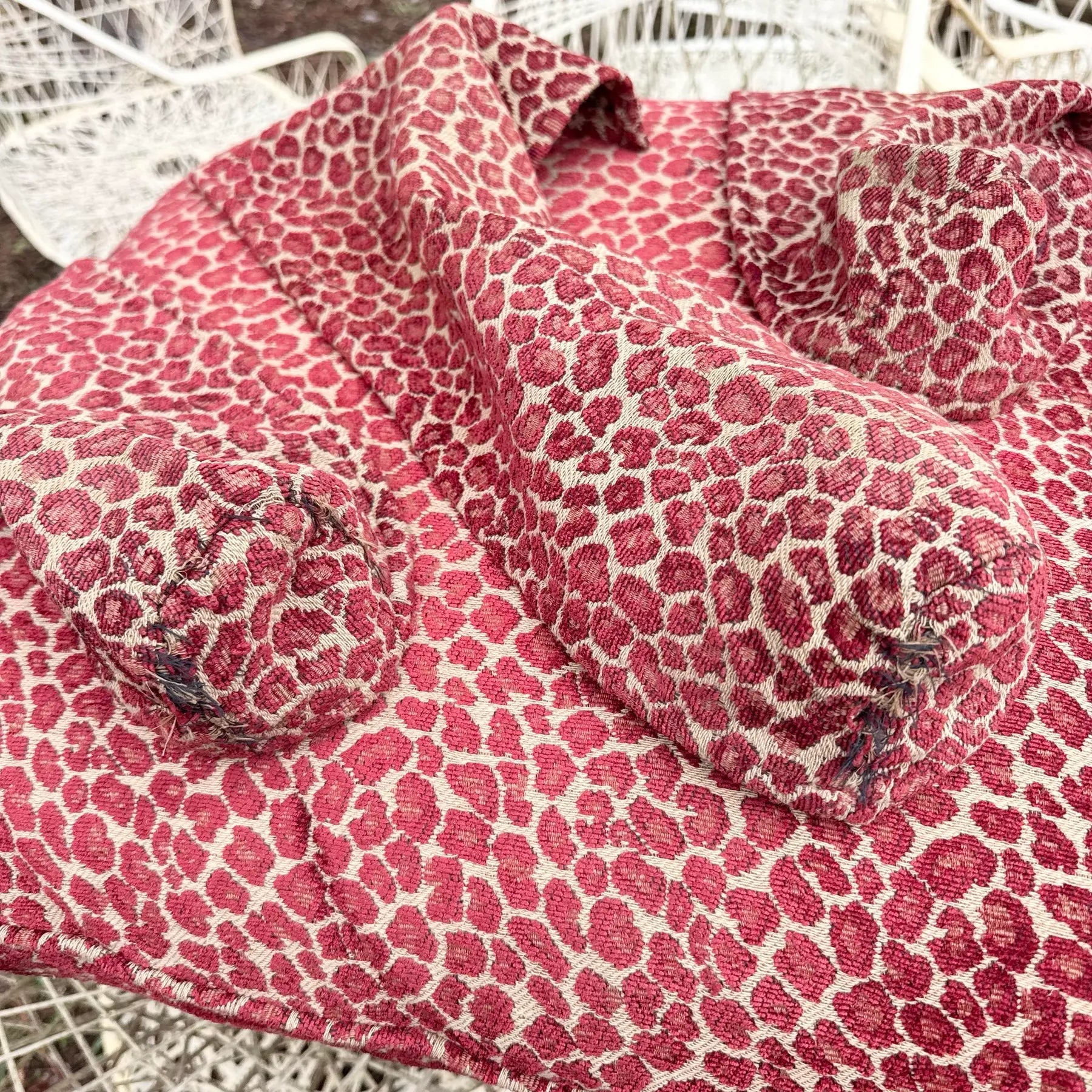 Vintage Regency Red Leopard Print Lounge Chairs by Sherrill Furniture Dolphin & Flamingo