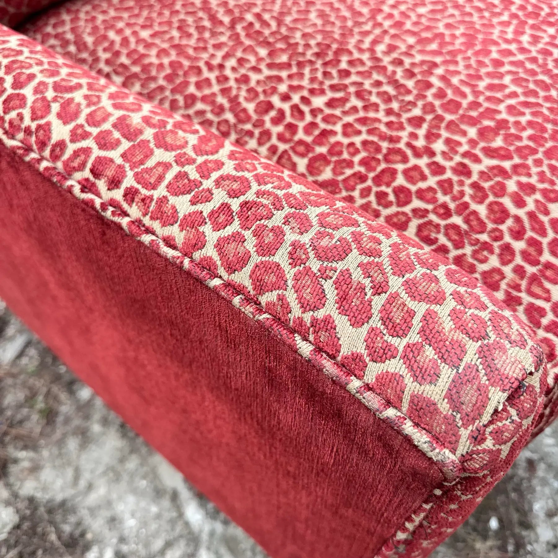 Vintage Regency Red Leopard Print Lounge Chairs by Sherrill Furniture Dolphin & Flamingo