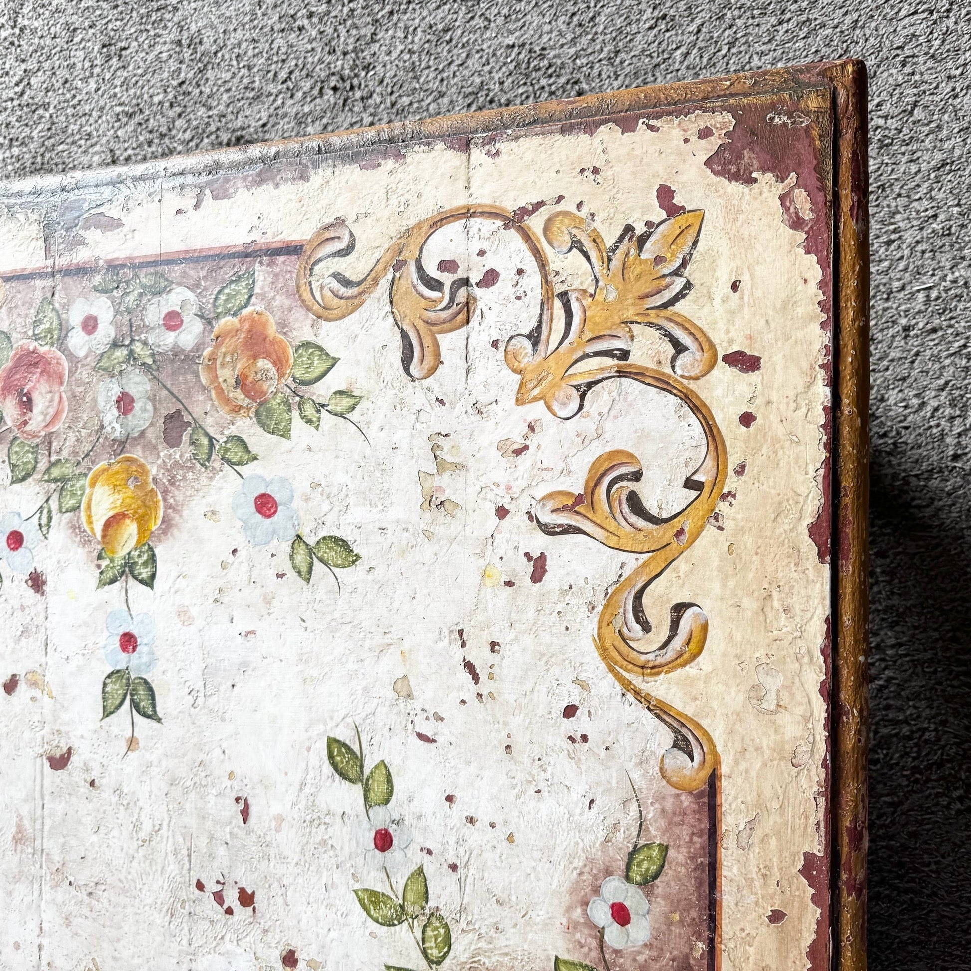 Vintage Rustic Brazilian Painted Coffee Table by Velha Bahia - Dolphin & Flamingo