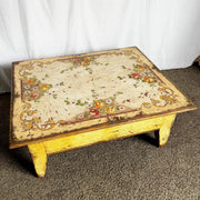 Vintage Rustic Brazilian Painted Coffee Table by Velha Bahia - Dolphin & Flamingo