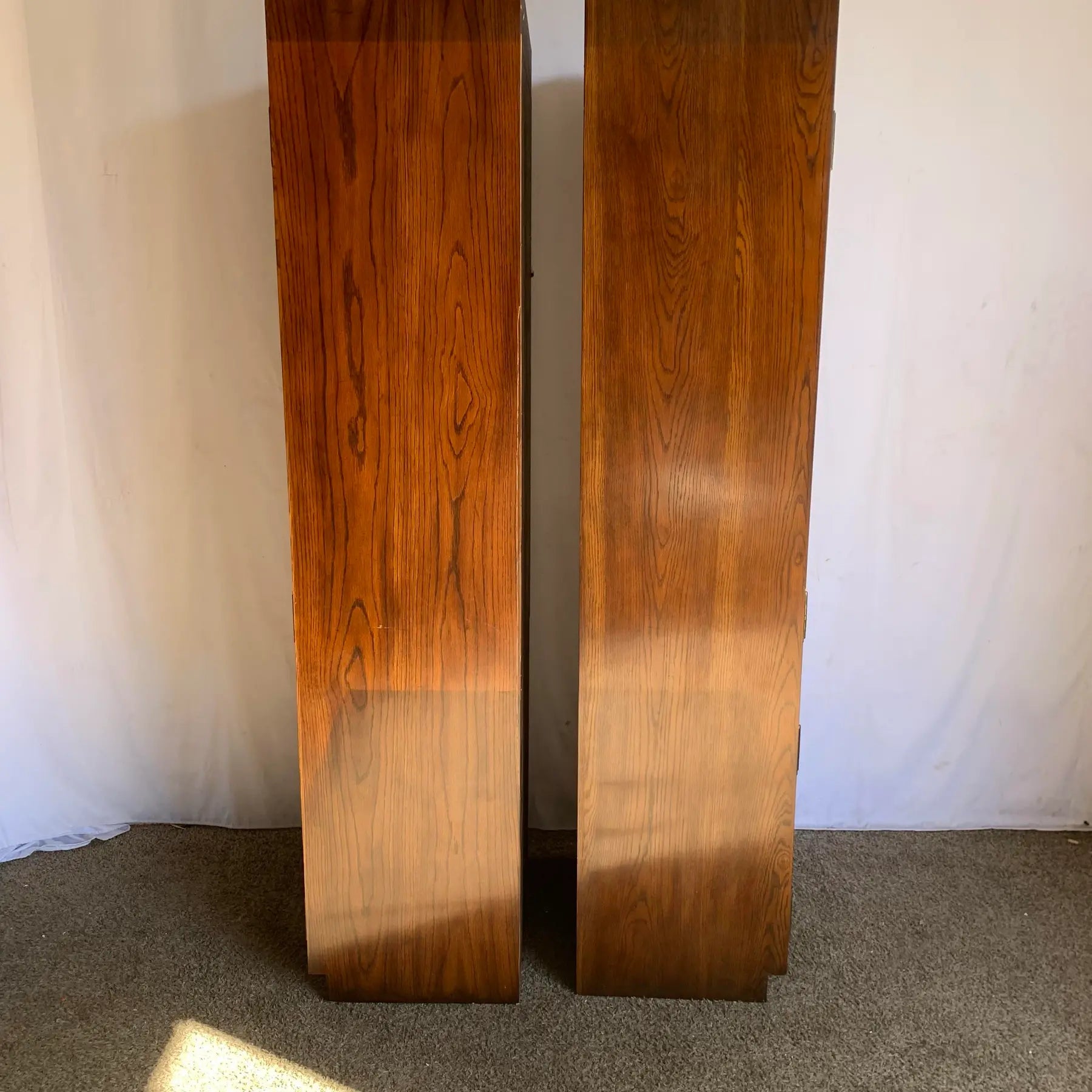 Vintage “Scene One” Campaign Tall Cabinets by Henredon - A Pair