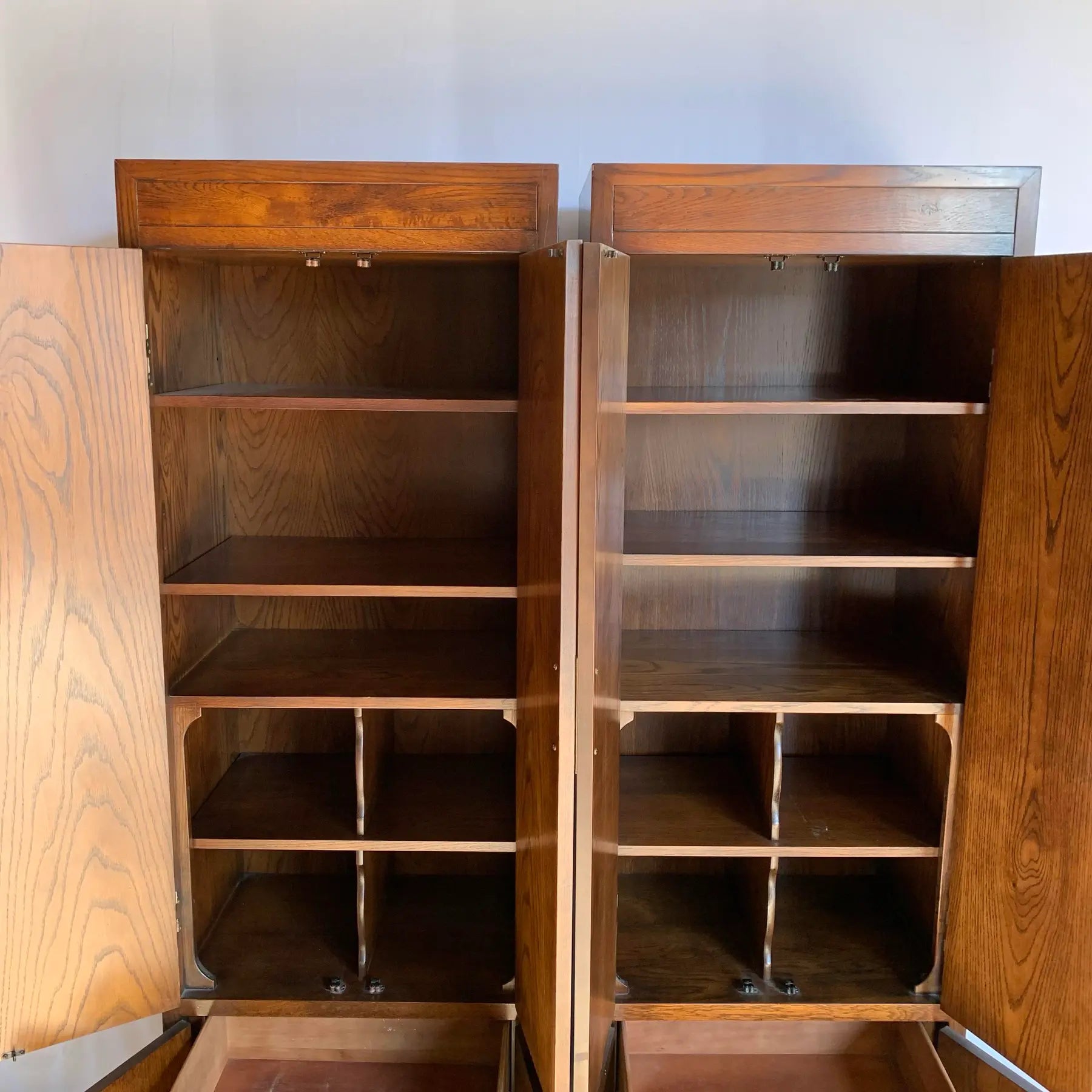 Vintage “Scene One” Campaign Tall Cabinets by Henredon - A Pair