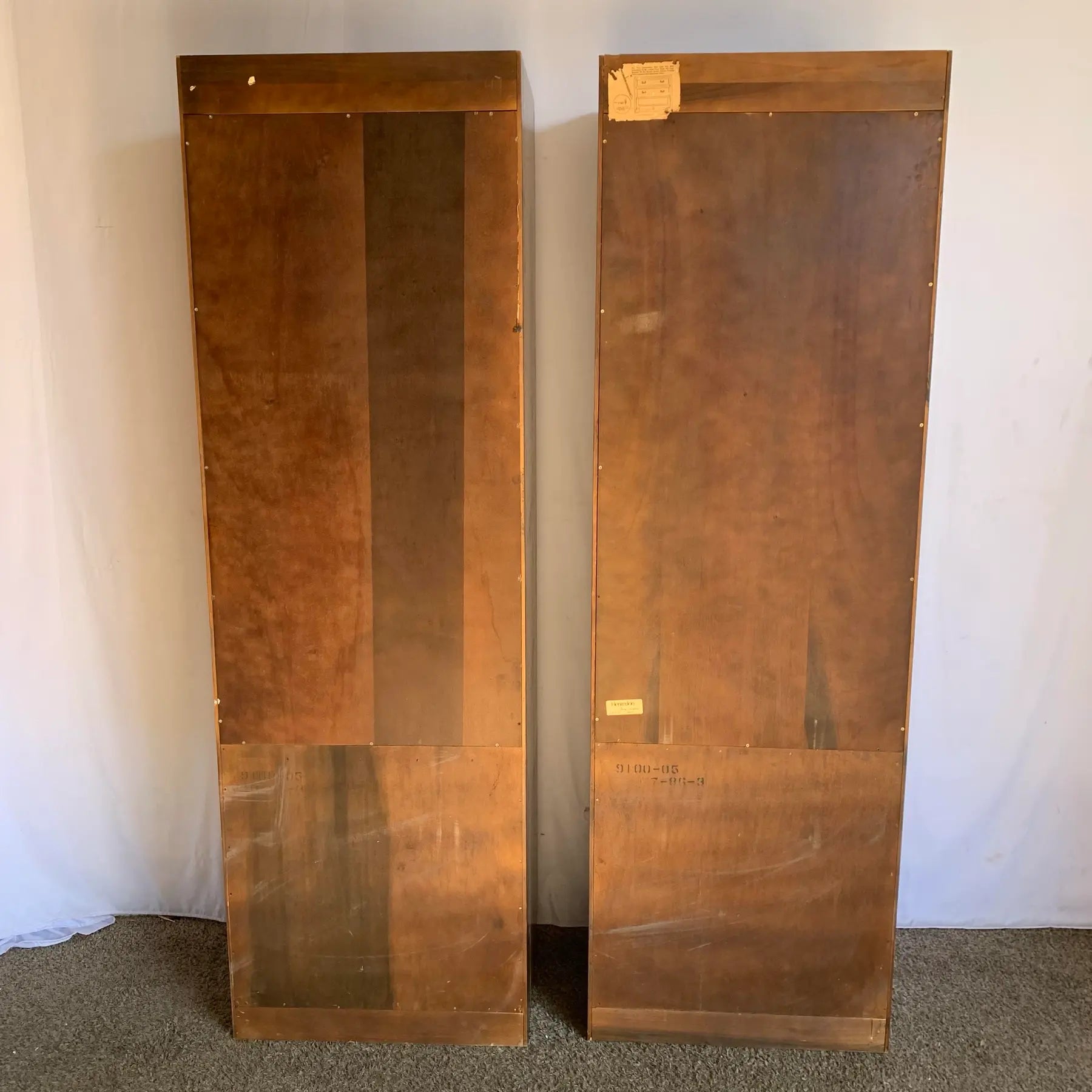 Vintage “Scene One” Campaign Tall Cabinets by Henredon - A Pair
