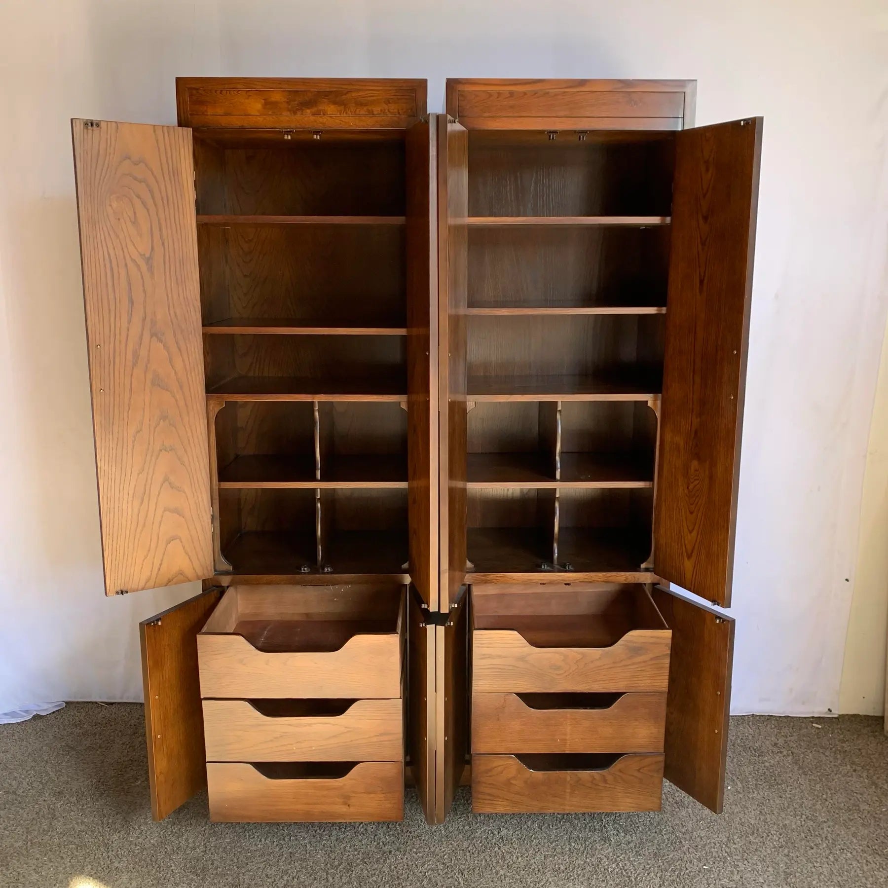 Vintage “Scene One” Campaign Tall Cabinets by Henredon - A Pair