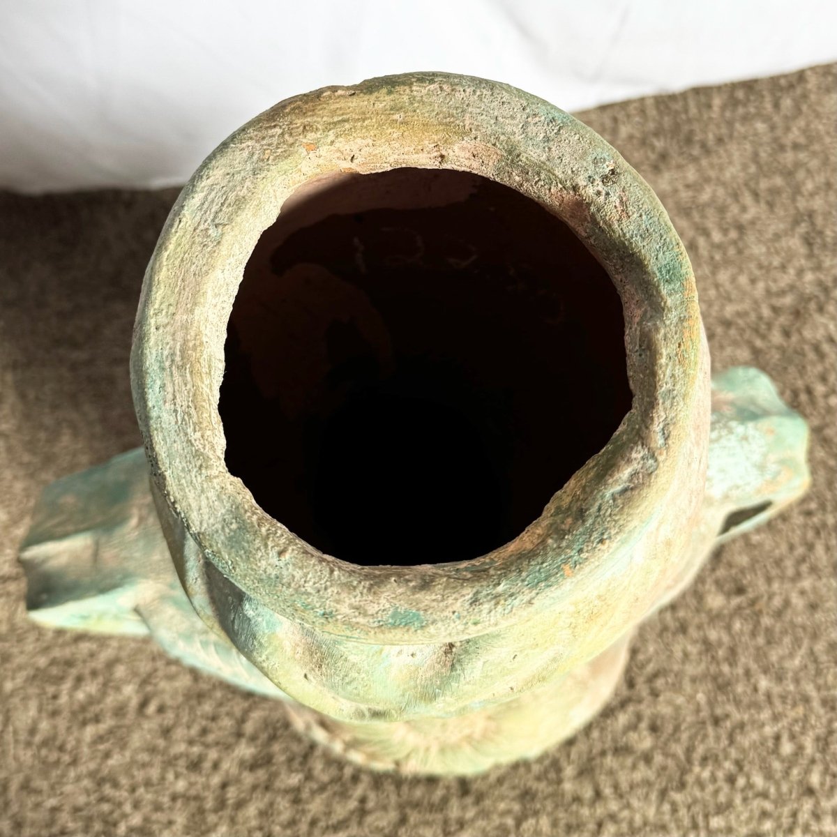 Vintage Sculpted Female Form Ceramic Vase With Sunflower and Leaf Motif - Dolphin & Flamingo