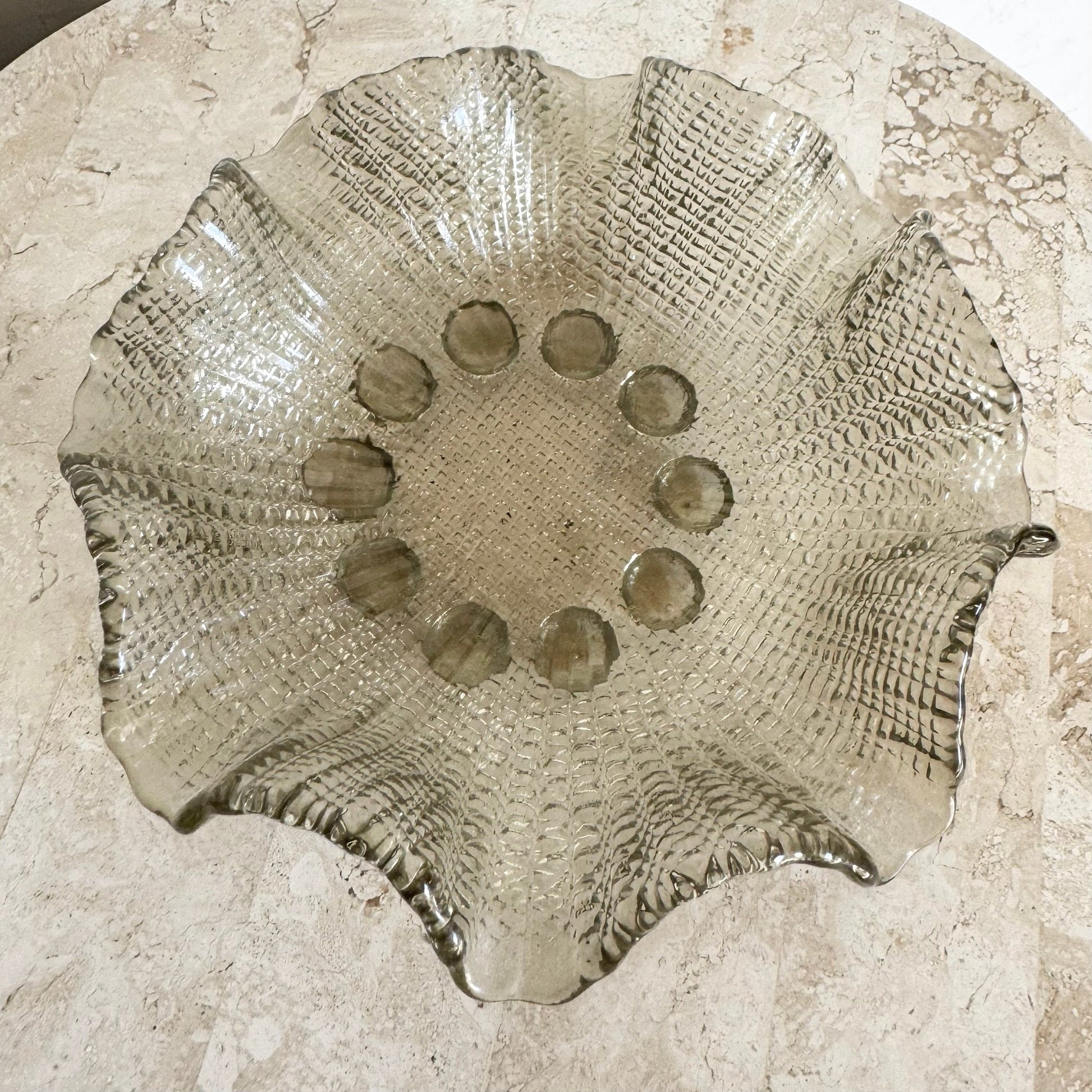 Vintage Smoked Glass Dish/Catchall - Dolphin & Flamingo