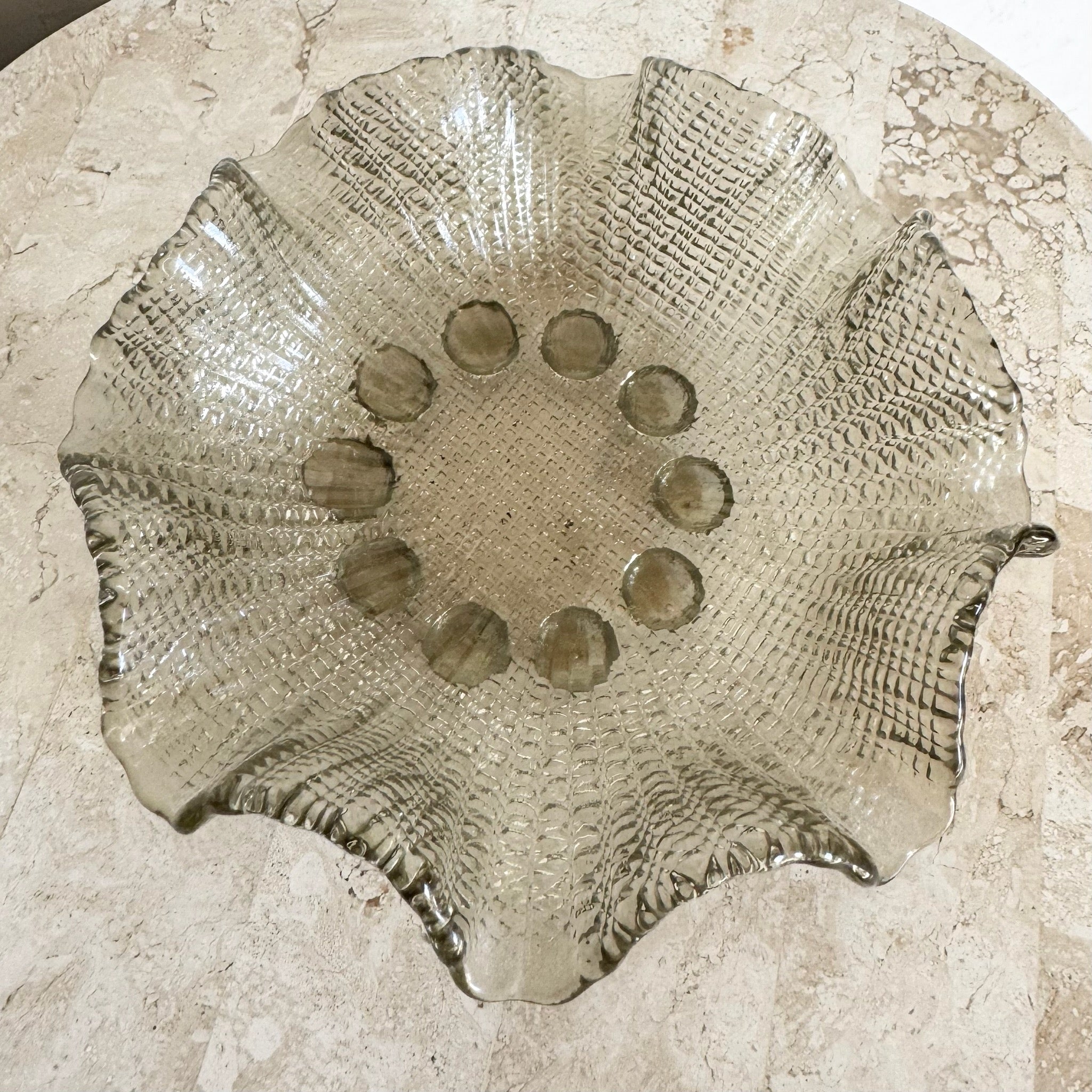Vintage Smoked Glass Dish/Catchall - Dolphin & Flamingo