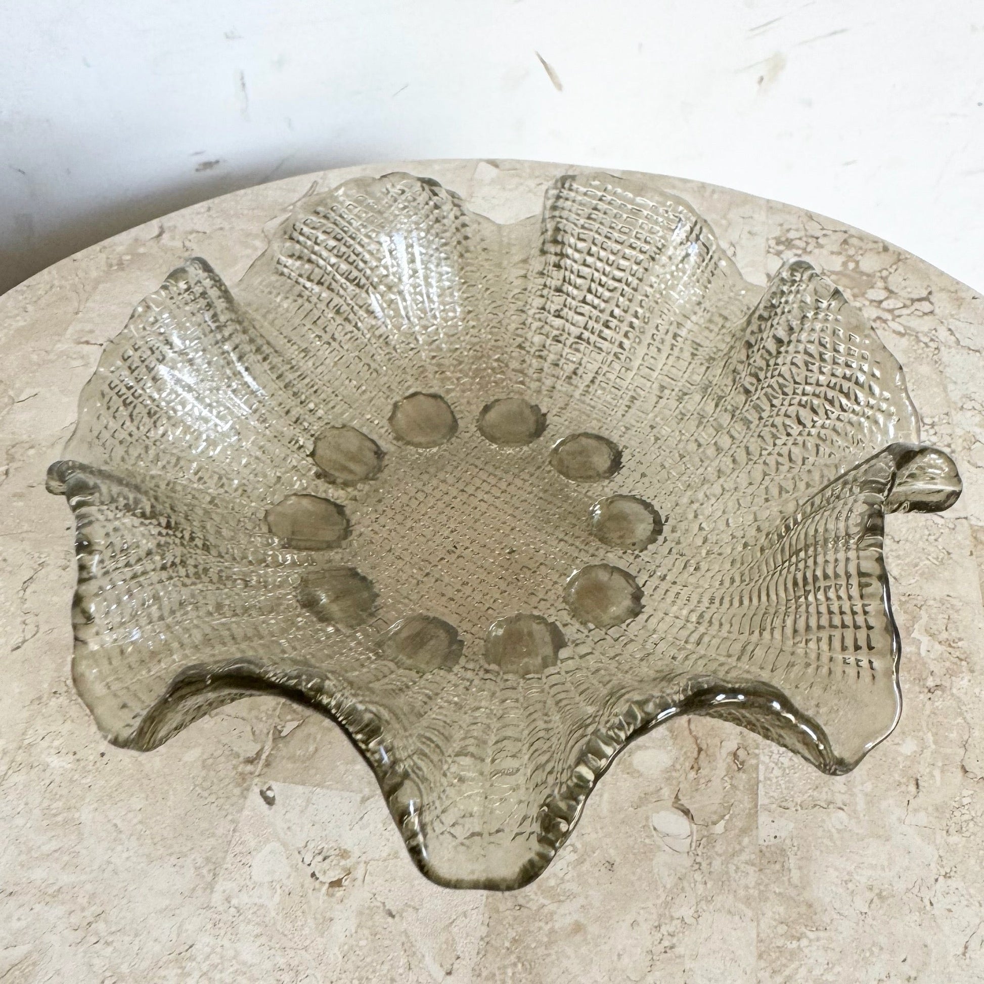 Vintage Smoked Glass Dish/Catchall - Dolphin & Flamingo