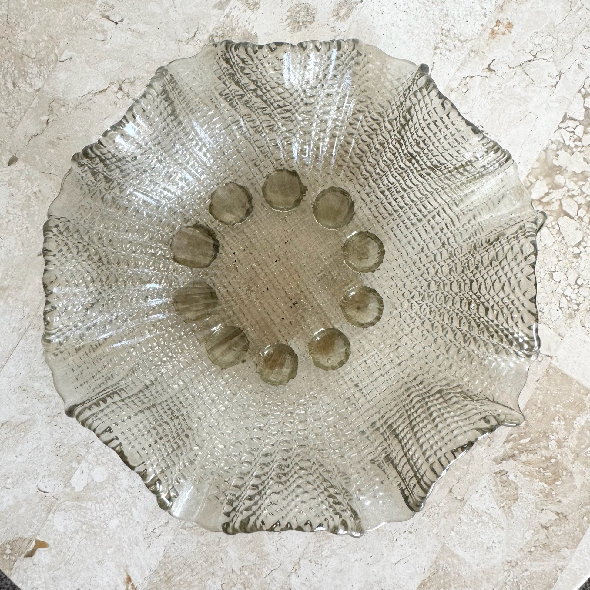 Vintage Smoked Glass Dish/Catchall - Dolphin & Flamingo