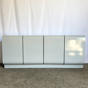 Vintage Space Age Grey Lacquer Laminate Waterfall Door Credenza - Dolphin & Flamingo