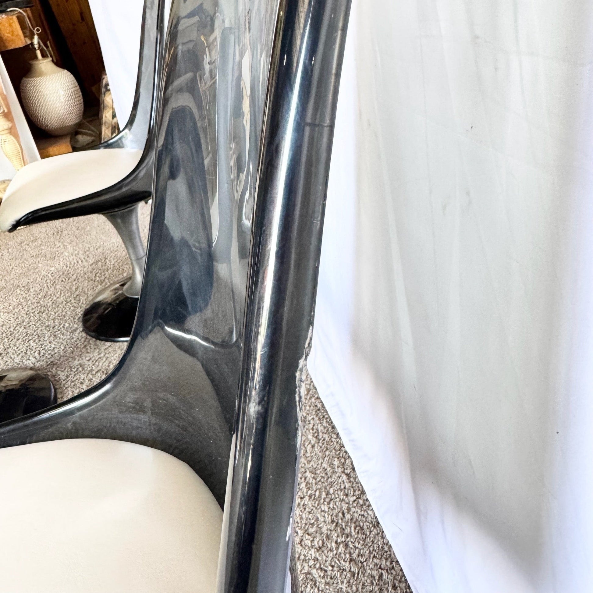 Vintage Space Age Modern Smoked Lucite Swivel Dining Chairs by Chromcraft - Set of 4 - Dolphin & Flamingo
