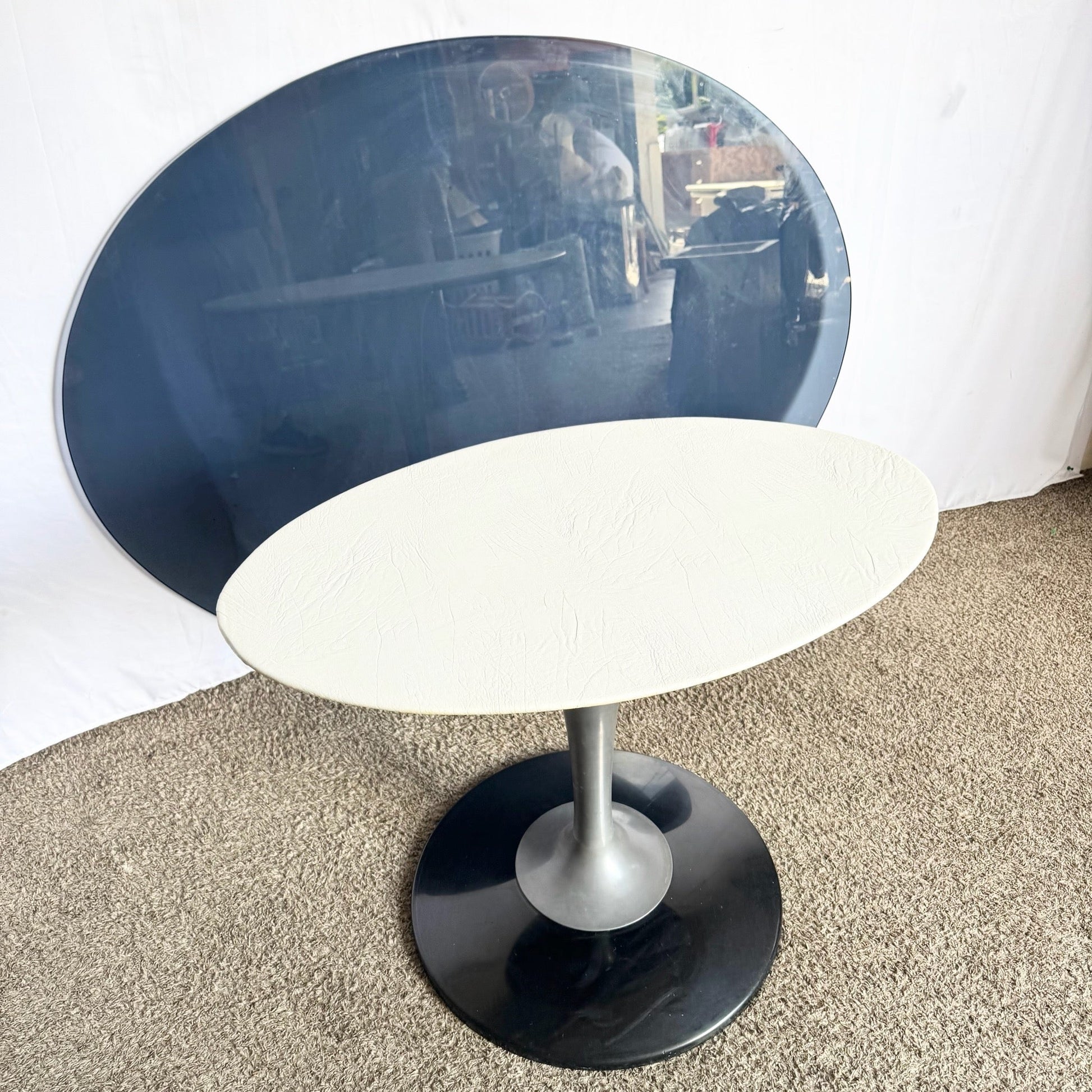 Vintage Space Age Tulip Smoked Glass Dining Table - Dolphin & Flamingo