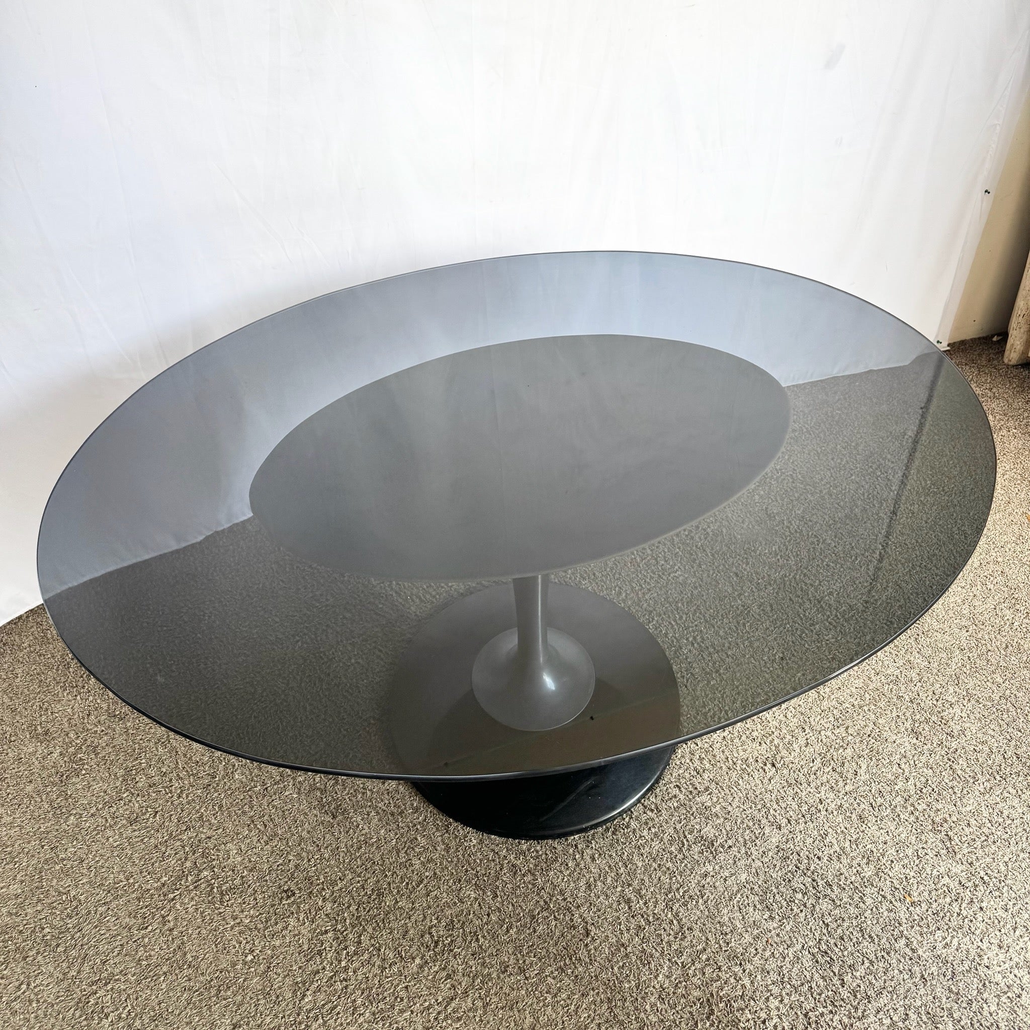 Vintage Space Age Tulip Smoked Glass Dining Table - Dolphin & Flamingo