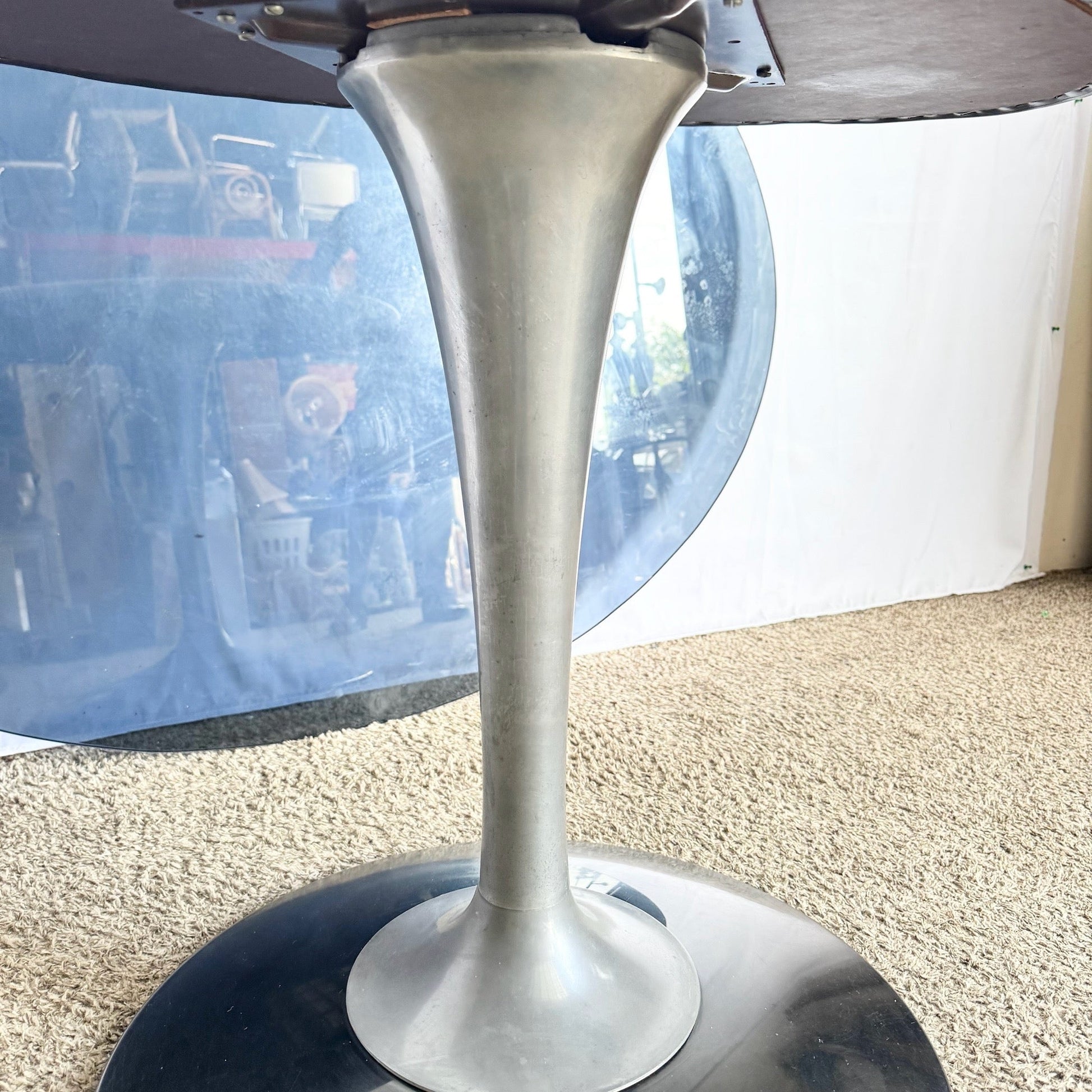 Vintage Space Age Tulip Smoked Glass Dining Table - Dolphin & Flamingo