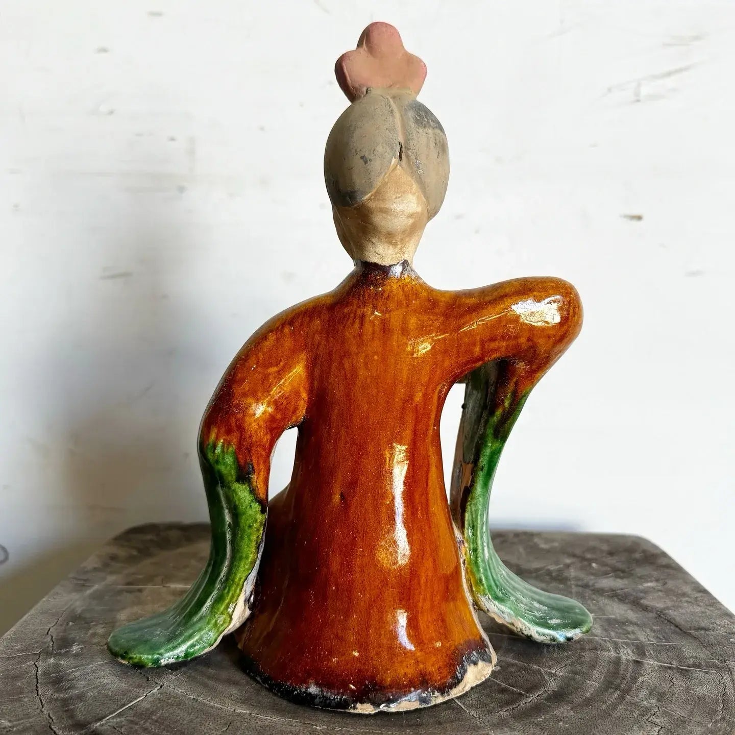Vintage Tang Sancai Glazed Pottery Figure of a Court Lady Musician