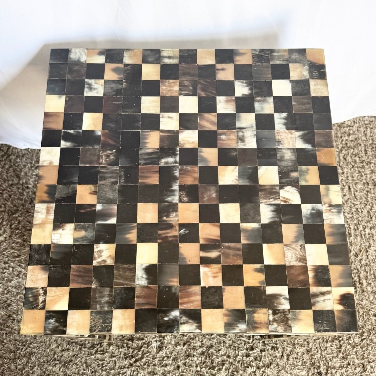 Vintage Tessellated Horn Square Parsons Side Table - Dolphin & Flamingo