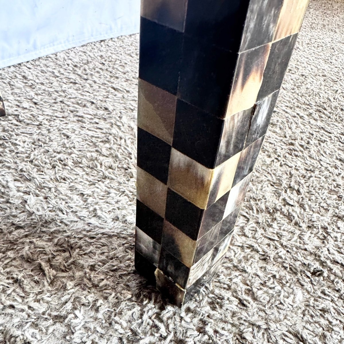 Vintage Tessellated Horn Square Parsons Side Table - Dolphin & Flamingo