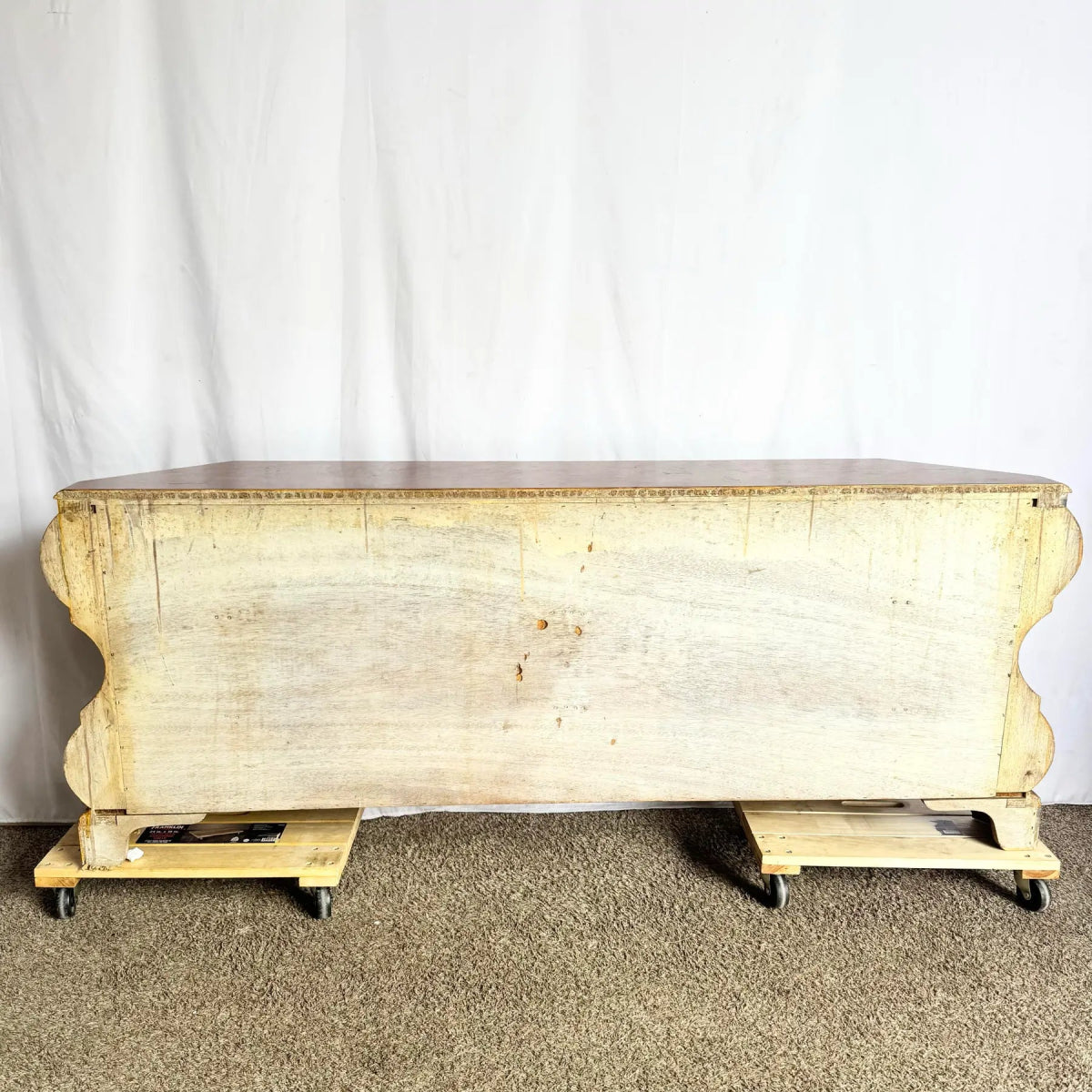 Vintage Venetian Bombe Burlwood Dresser - Dolphin & Flamingo