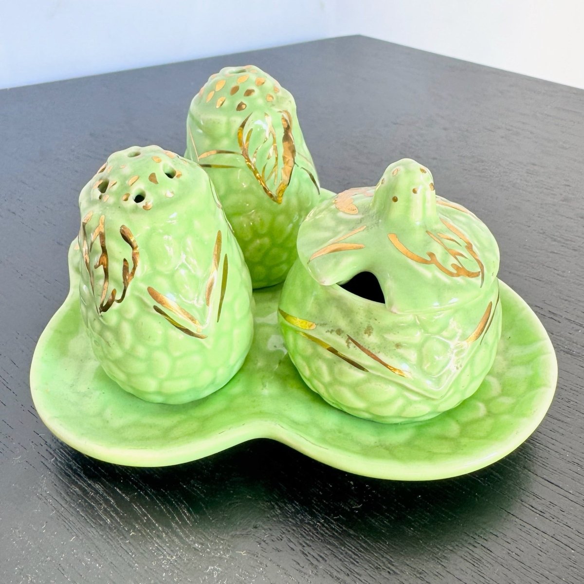 Vintage Wade Salt and Pepper Sugar Bowl - 3 Pieces - Dolphin & Flamingo
