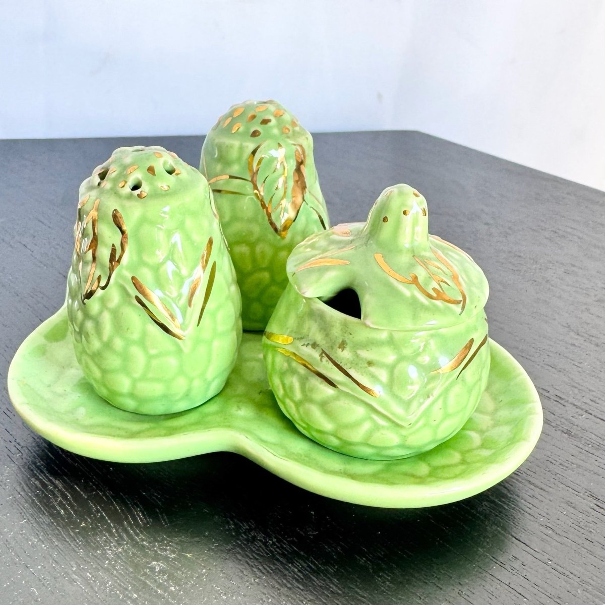 Vintage Wade Salt and Pepper Sugar Bowl - 3 Pieces - Dolphin & Flamingo