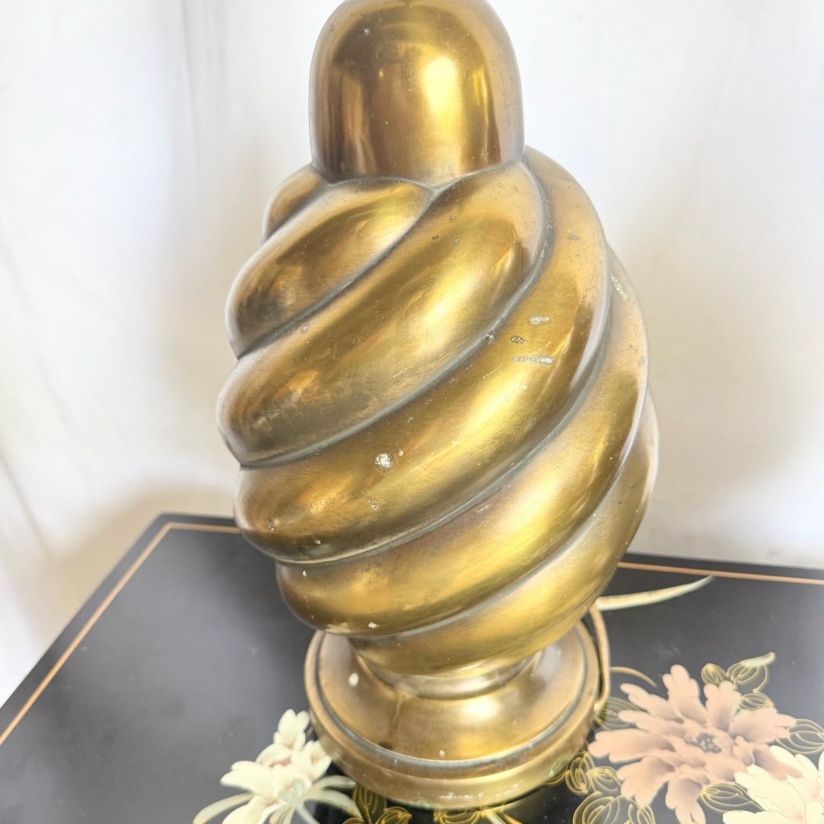 Vintage Westwood Industries Brass Swirl Behave Table Lamps - A Pair - Dolphin & Flamingo