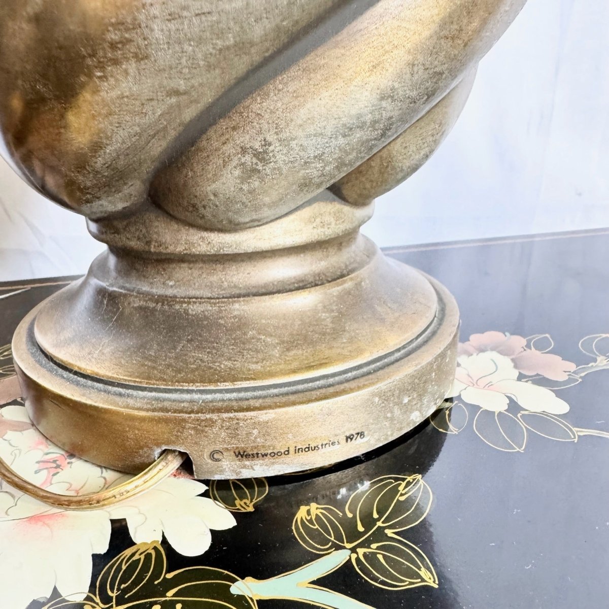 Vintage Westwood Industries Brass Swirl Behave Table Lamps - A Pair - Dolphin & Flamingo