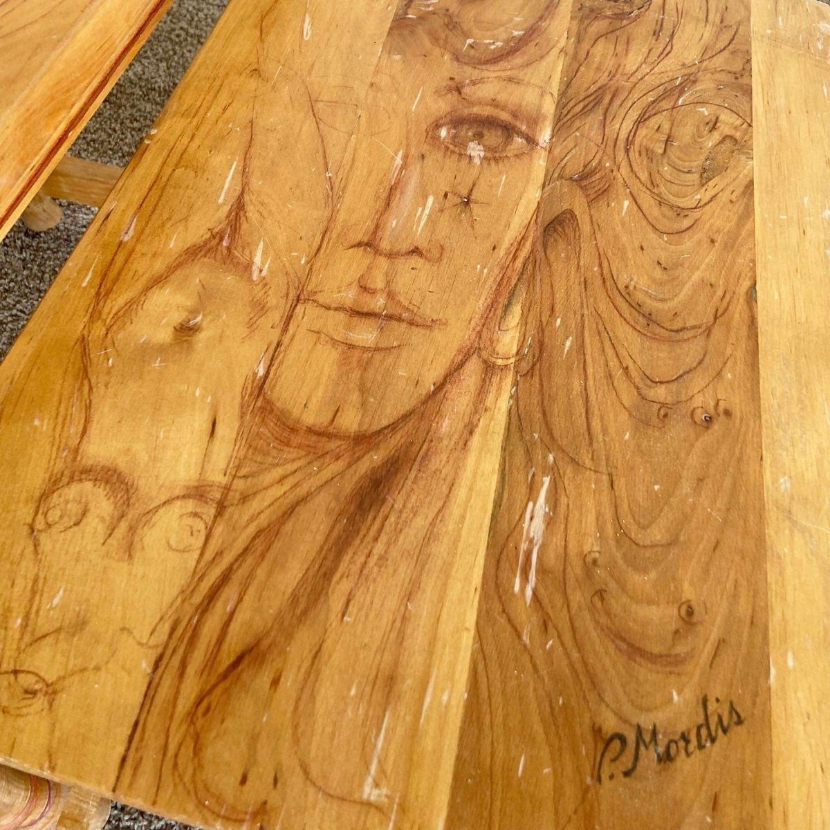 Vintage Wooden Hand Drawn Female Body Form Nesting Tables - Set of 4 - Dolphin & Flamingo