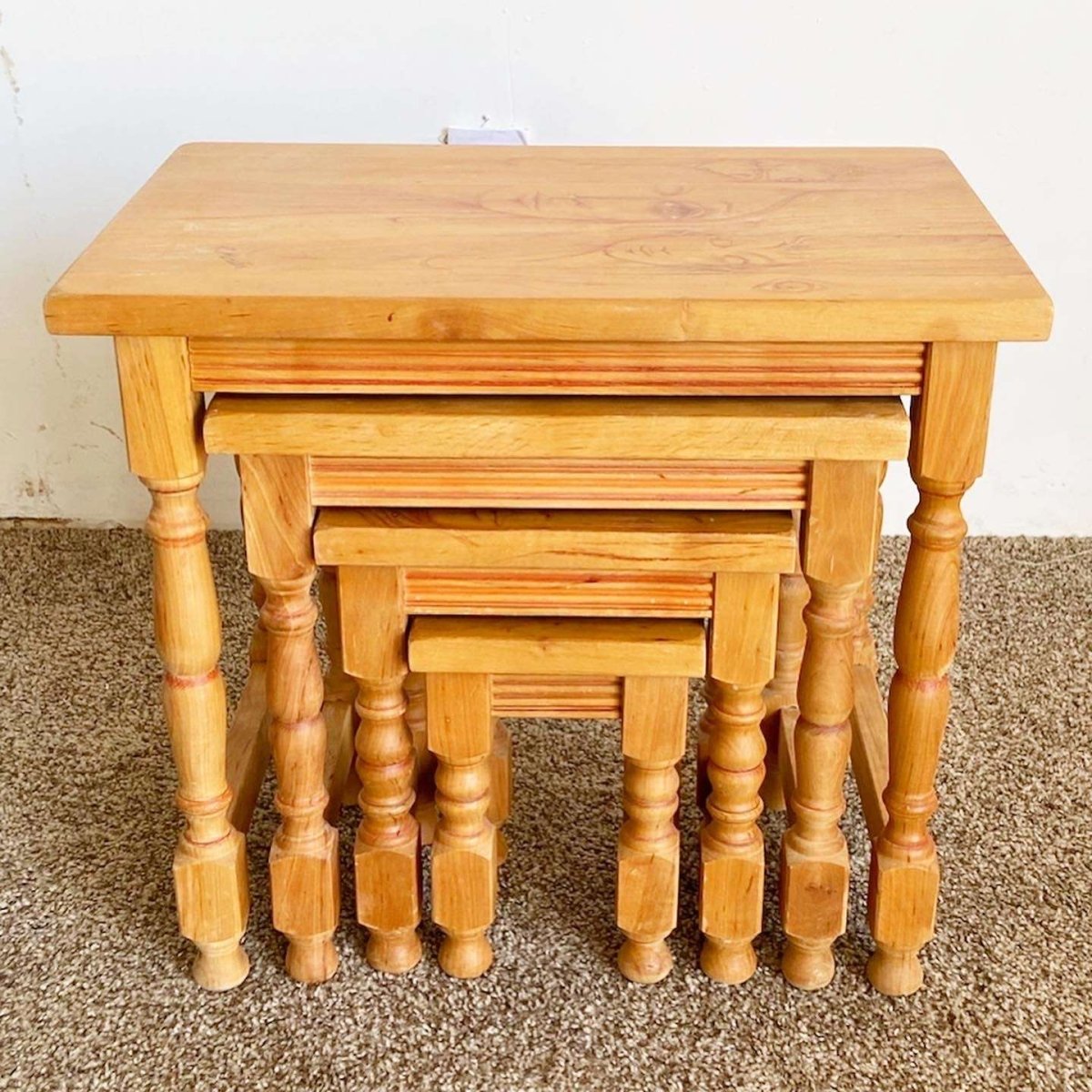 Vintage Wooden Hand Drawn Female Body Form Nesting Tables - Set of 4 - Dolphin & Flamingo