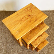 Vintage Wooden Hand Drawn Female Body Form Nesting Tables - Set of 4 - Dolphin & Flamingo