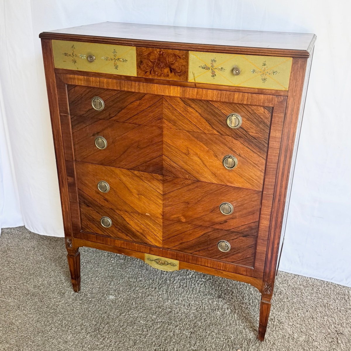 Vintage Wooden Highboy by Royal Furniture Company of Grand Rapids Michigan - Dolphin & Flamingo