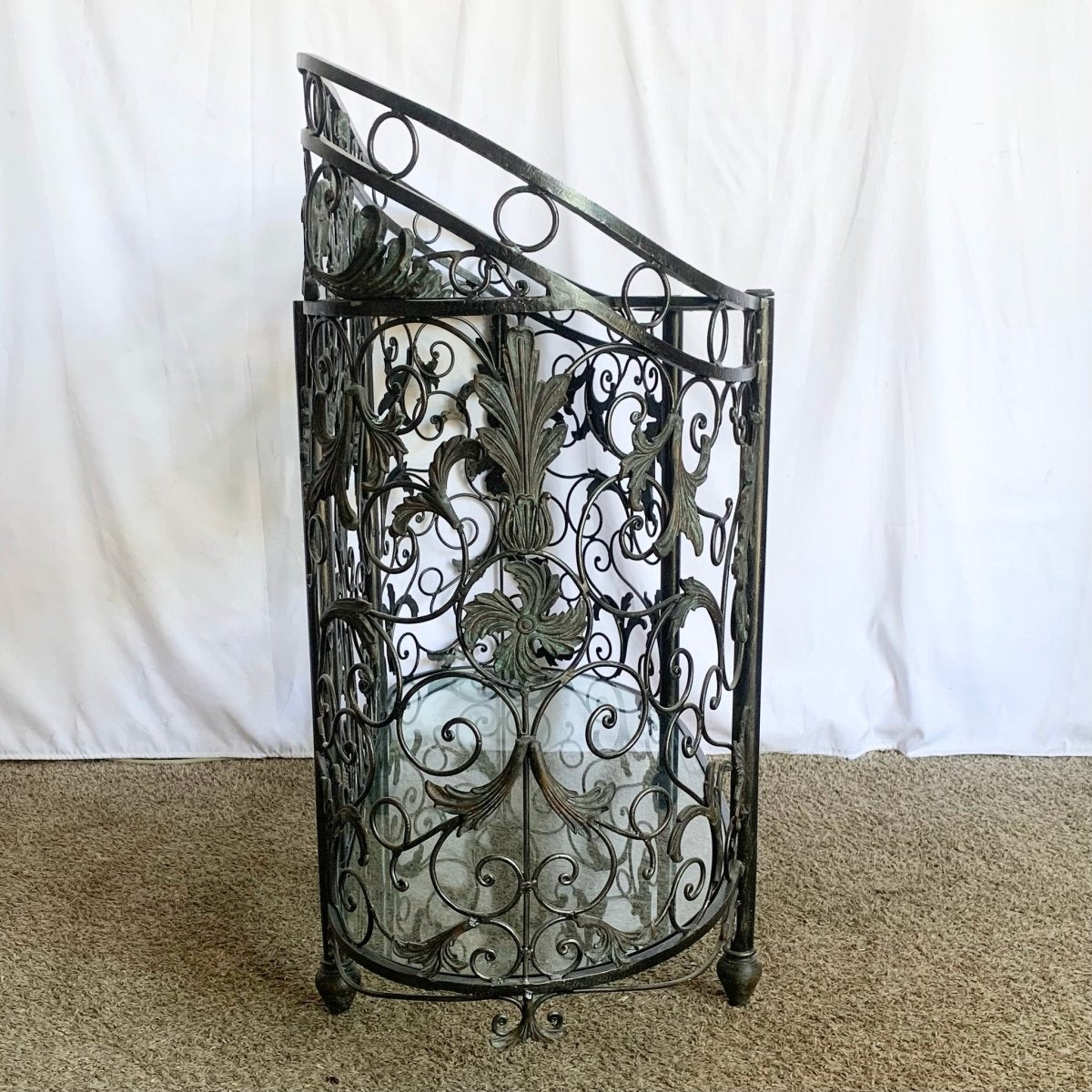 Vintage Wrought Iron Oval Two Tier Glass Top Console Table by Mainland Smith - Dolphin & Flamingo