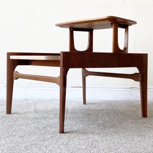 French modern mahogany 4 tier pivoting mexique table style of