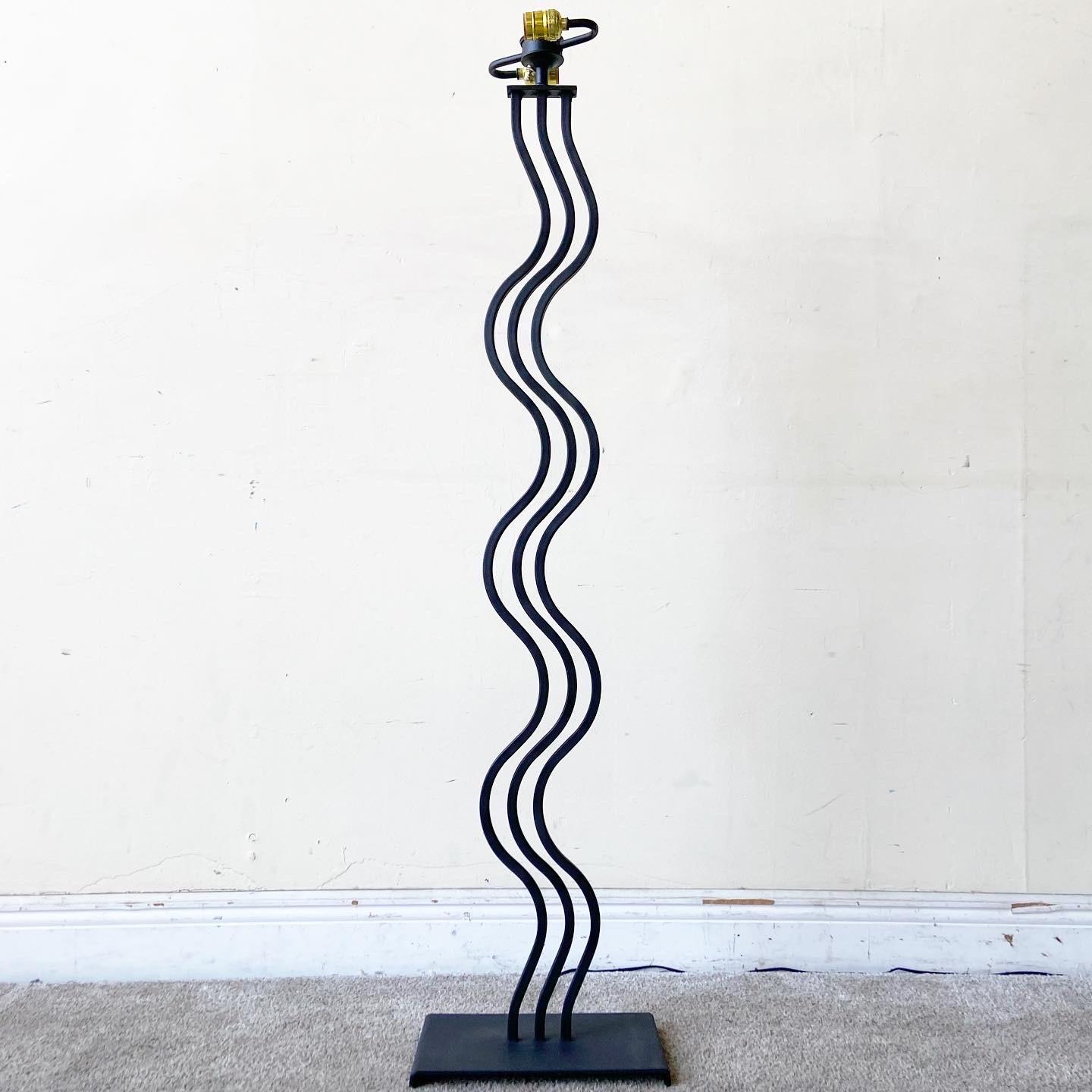 1980s Postmodern Memphis Style Wave Floor Lamp by Alsy