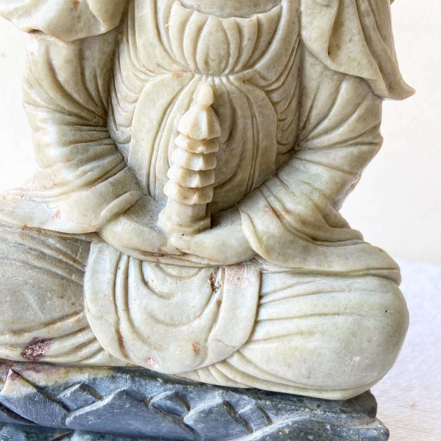 Hand Carved Soap Stone Chinese Buddha Sculpture