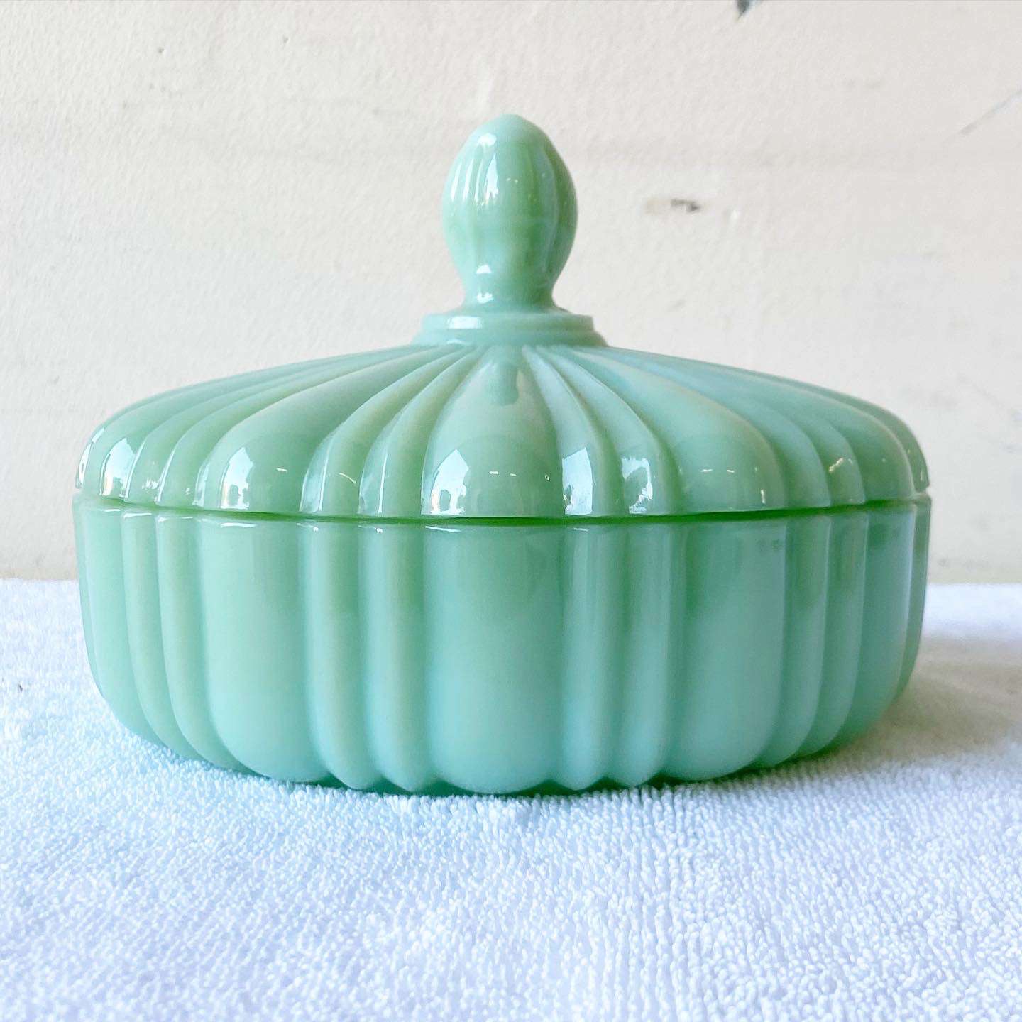 Vintage Anchor Hocking Fire King Jadeite Lidded Candy Dish