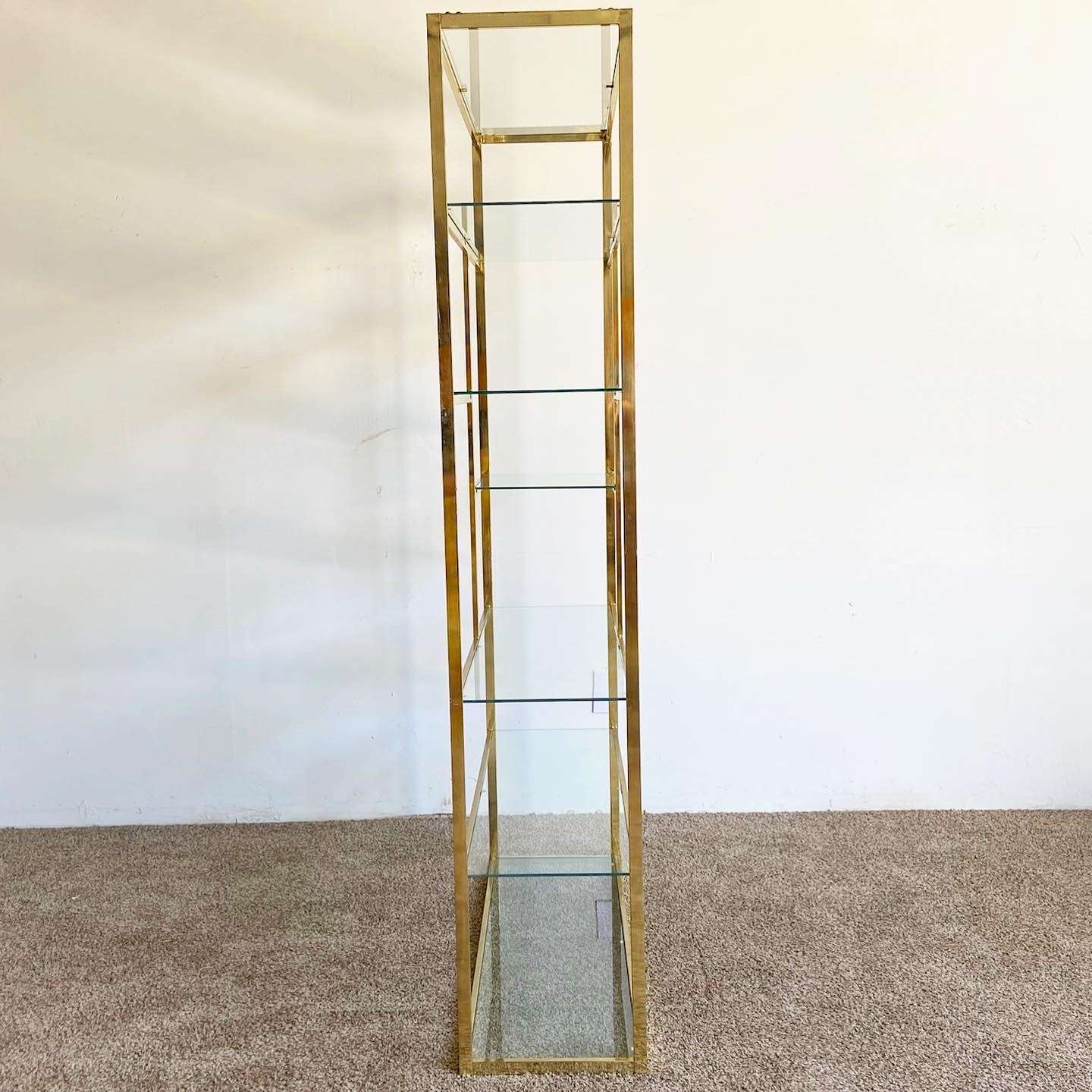 Harvey Probber Mid Century Walnut and Brass Etagere Shelf