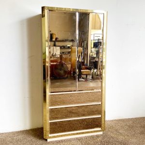 Beige Gold Mirrored Armoire