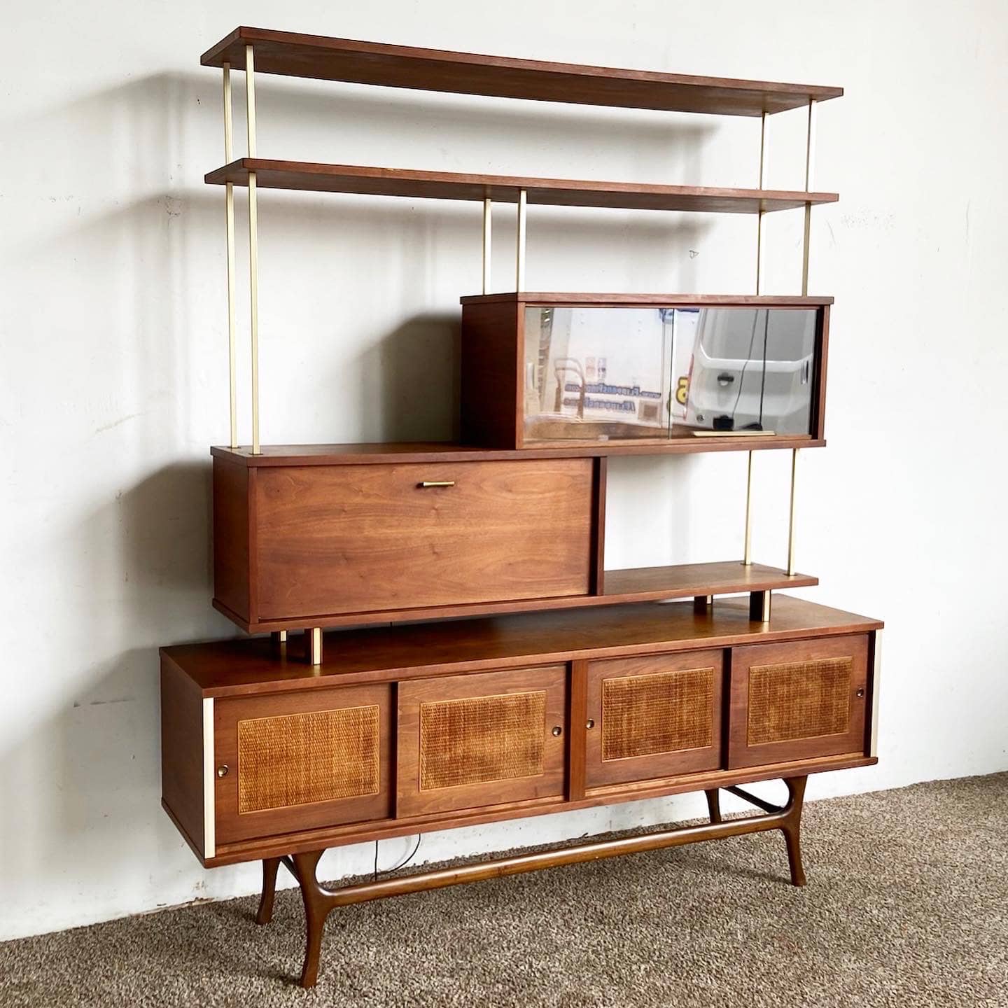 SOLD Mid Century Modern Credenza Wall Unit Bar Free Shipping