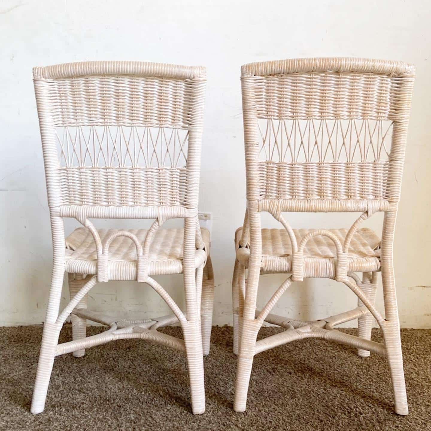 Boho Chic White Washed Wicker Chairs