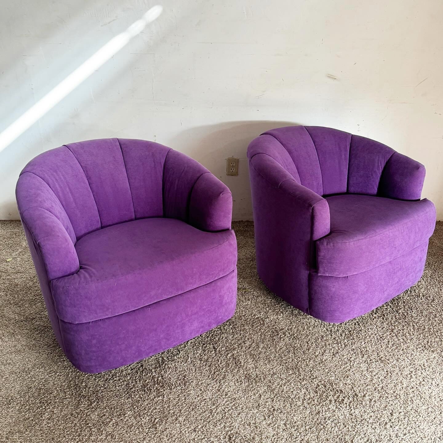 Purple swivel 2025 barrel chair